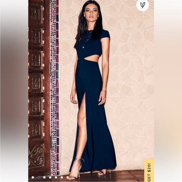 Lulu’s cut out and open back long, formal dress. Navy blue. Only worn once! - Picture 6 of 6